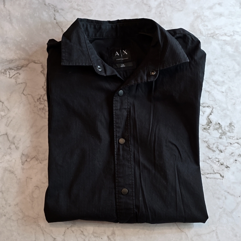 Men's Armani Exchange XS Slim fit black button down dress shirt